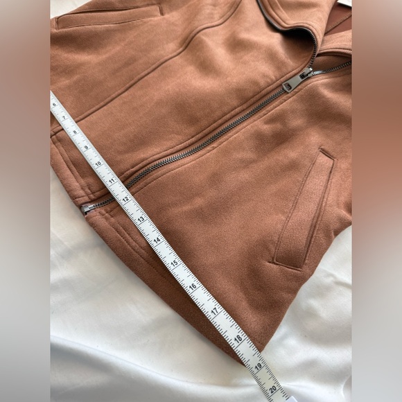 NWT AUTOMET Brown Faux Suede Moto Jacket | Size M | Asymmetrical Zip - Picture 11 of 11